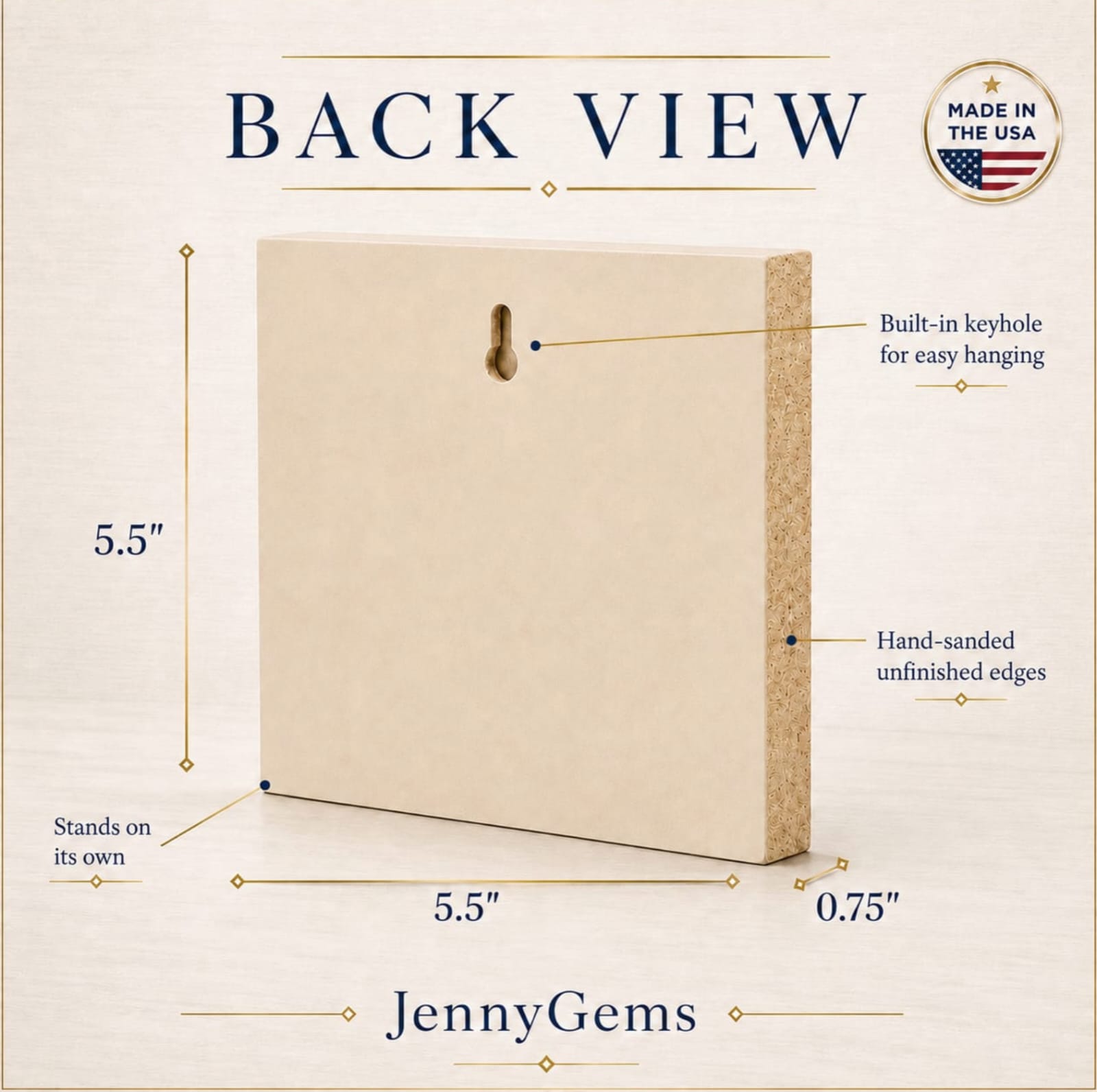 Back view diagram of a 5.5x5.
