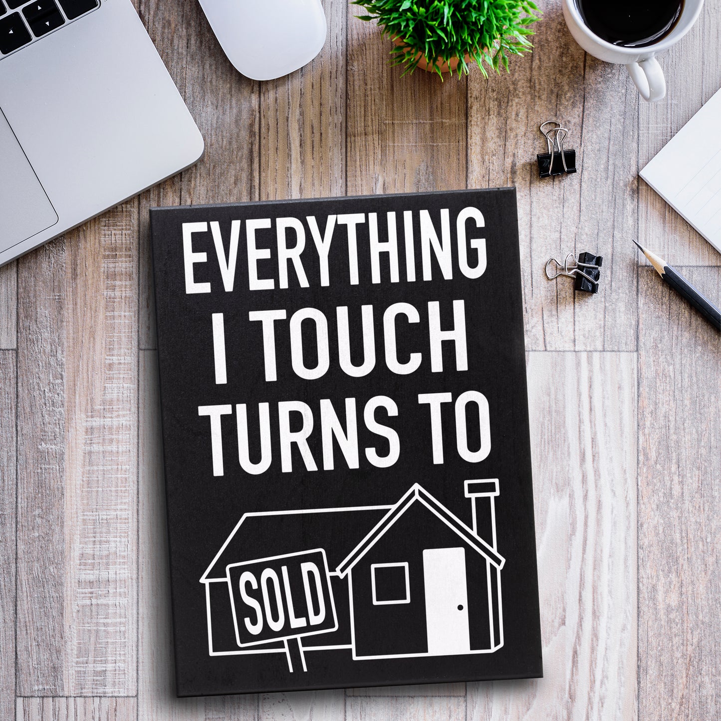 JennyGems Real Estate Agent Supplies, Best Real Estate Agent Gifts, Everything I Touch Turns to Sold Wood Box Sign, Closing Gift for Real Estate Agent, Social Media Prop for Real Estate, Funny Gifts
