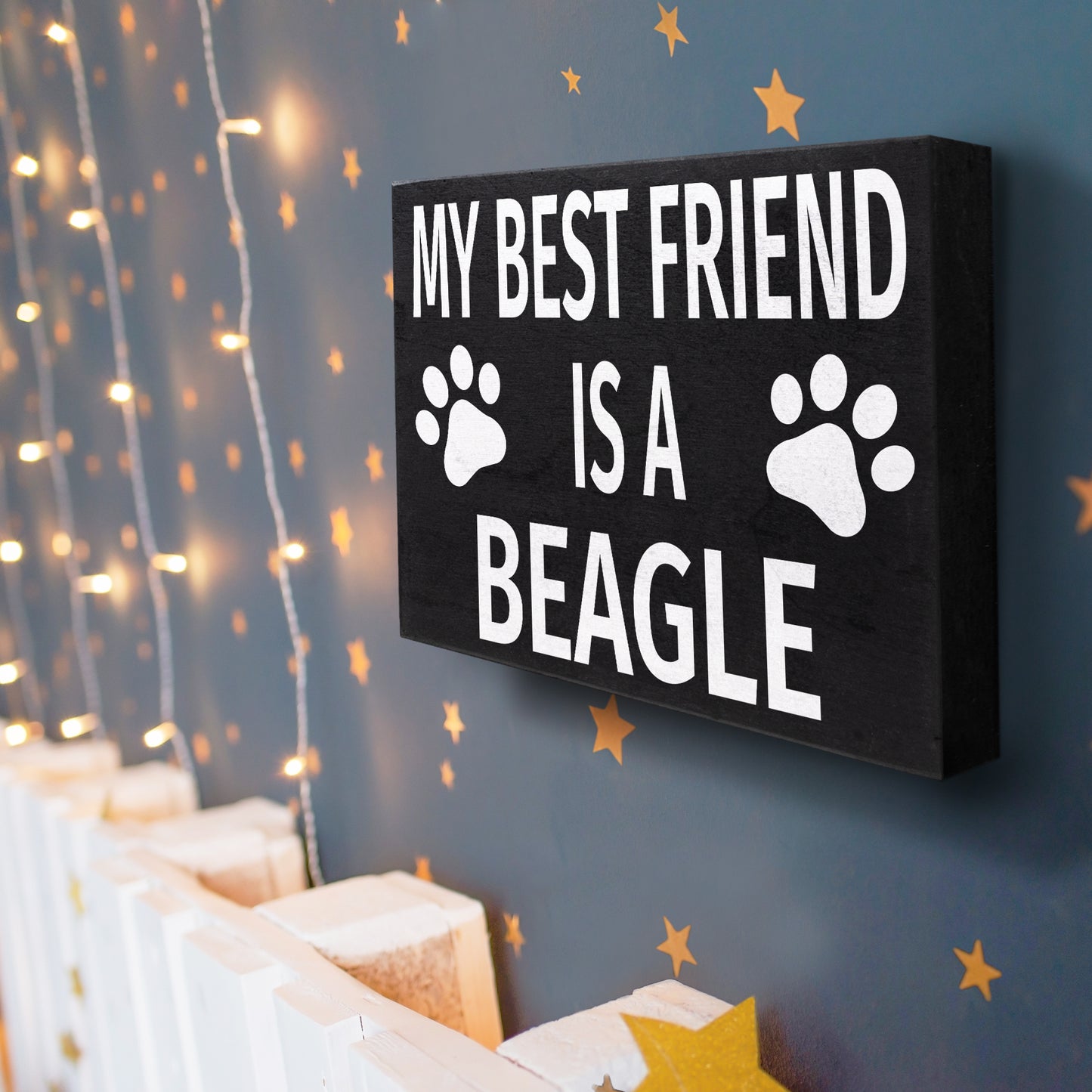 JennyGems Beagle Gifts, My Best Friend Is a Beagle Wooden Sign, Beagle Dog Mom, Shelf Decor and Wall Hanging