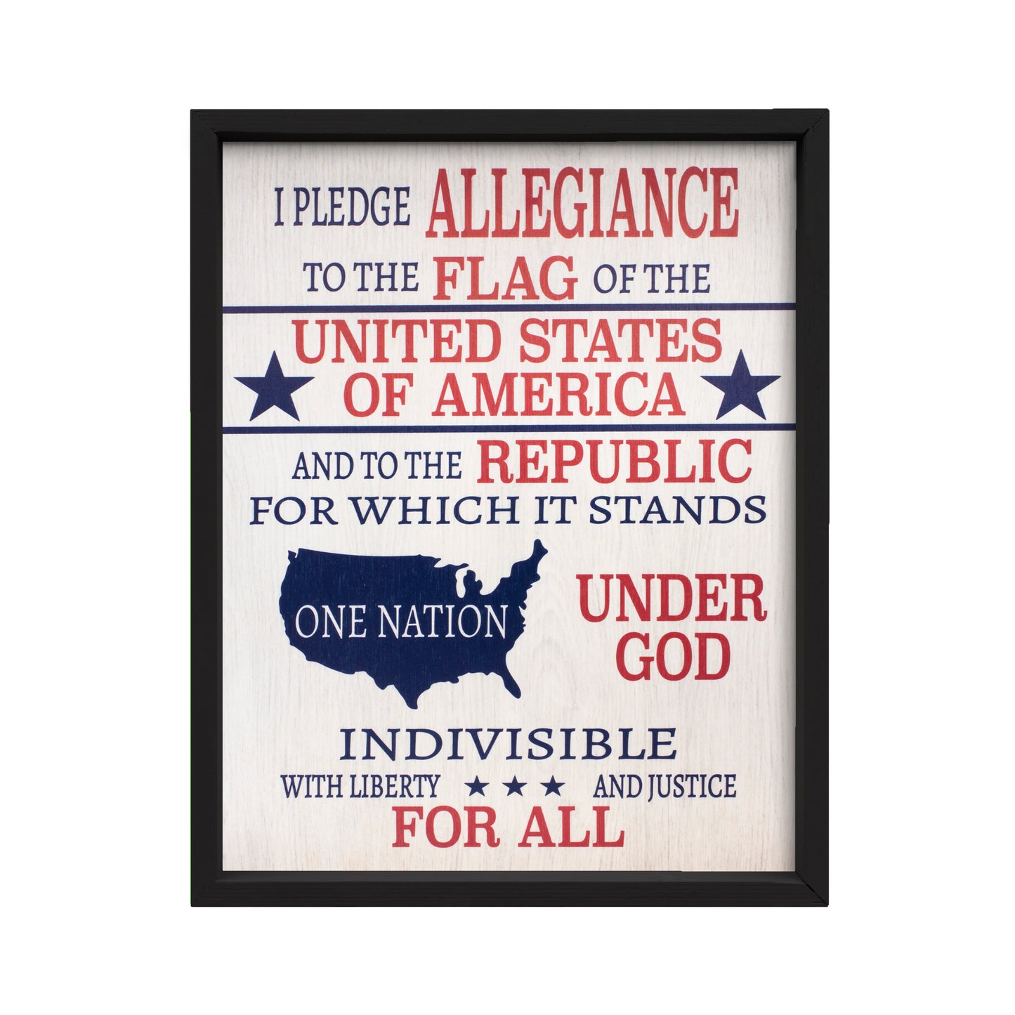 Pledge of Allegiance Patriotic Wood Sign - Framed American Decor Plaque | Inspirational Wall Art Made in USA