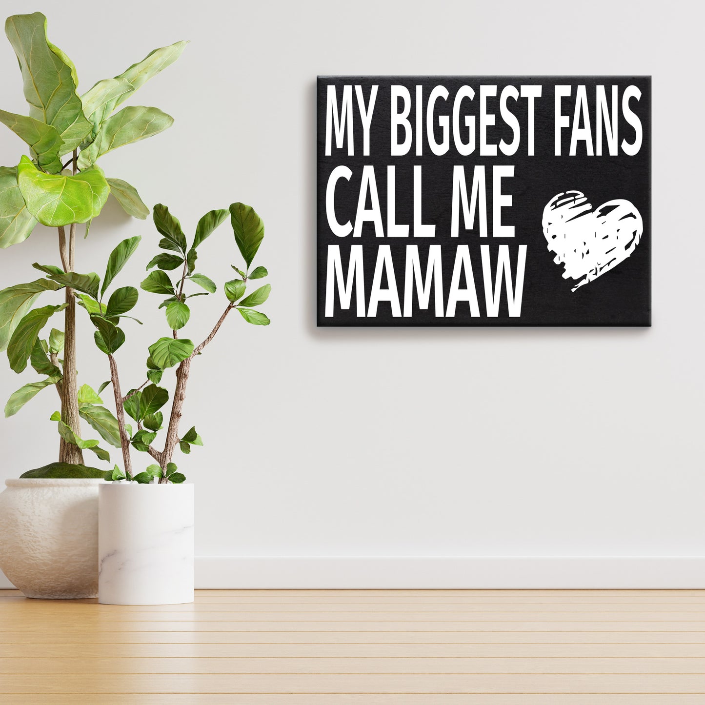 JennyGems Mamaw Gifts, My Biggest Fans Call Me Mamaw Wood Sign, Shelf Decor and Wall Hanging, Made in USA