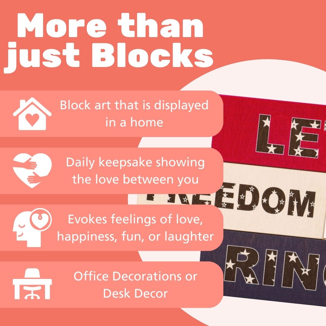 JennyGems Let Freedom Ring Wooden Block Signs 3pc, Patriotic Tiered Tray Decor, 4th of July Decorations, Memorial Day, Red White Blue, Made in USA