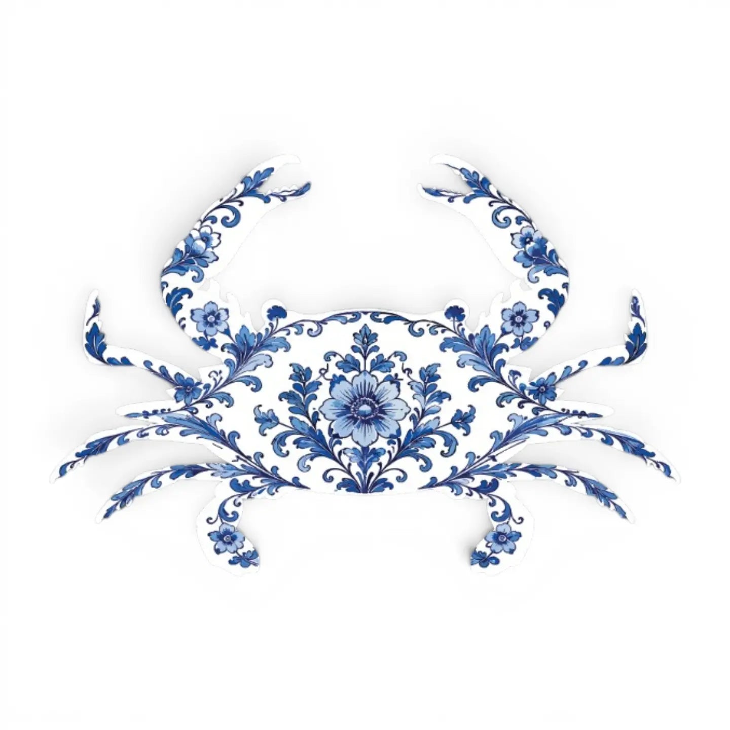 Delft Crab Wall Art | Coastal PVC Sign | Beach House Decor Indoor Outdoor