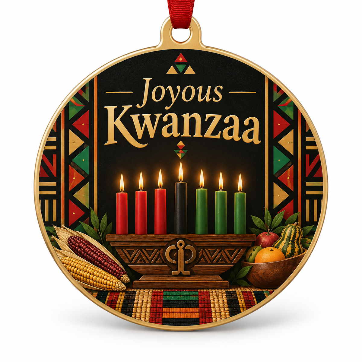 Happy Joyous Kwanzaa Christmas Ornament