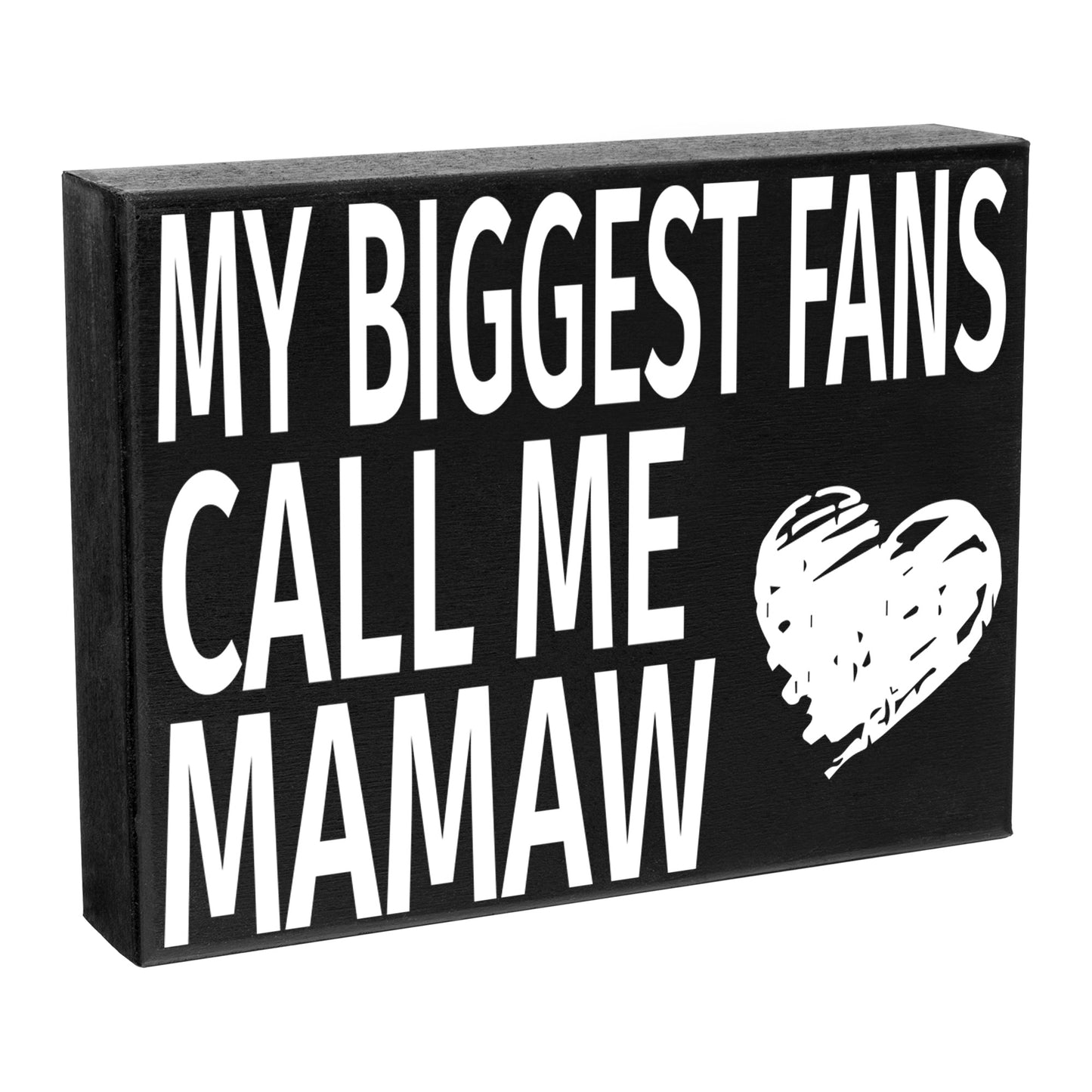 JennyGems Mamaw Gifts, My Biggest Fans Call Me Mamaw Wood Sign, Shelf Decor and Wall Hanging, Made in USA