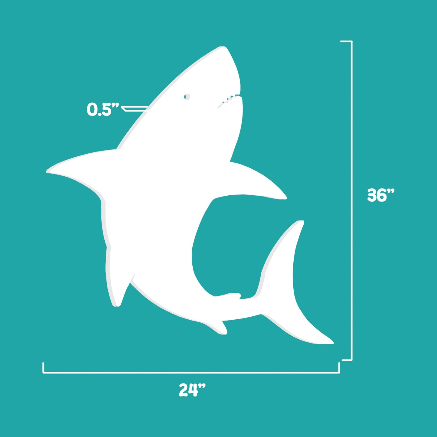 Shark Wall Art, Outdoor PVC Shark Sign, Coastal Decor, 3 Foot