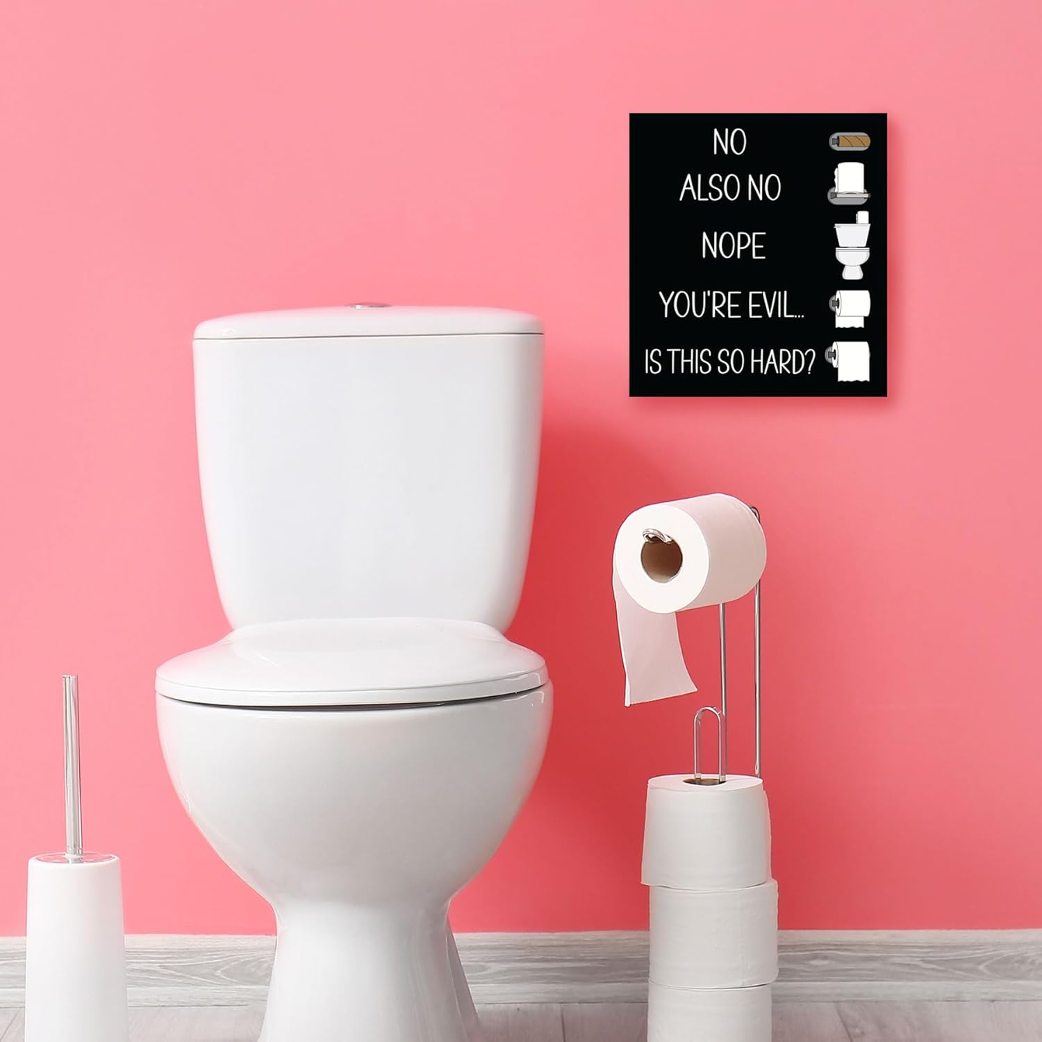 JennyGems Funny Bathroom Signs - Changing the Toilet Paper Wooden Wall Decor - Farmhouse Bathroom Decoration for Wall Hanging, Black