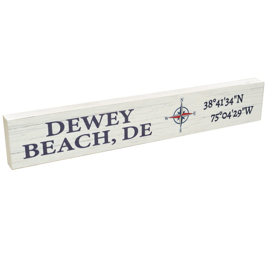 JennyGems Delaware Gifts, Dewey Beach Souvenirs, Dewey Beach Compass Coordinates Wooden Sign, Made in USA