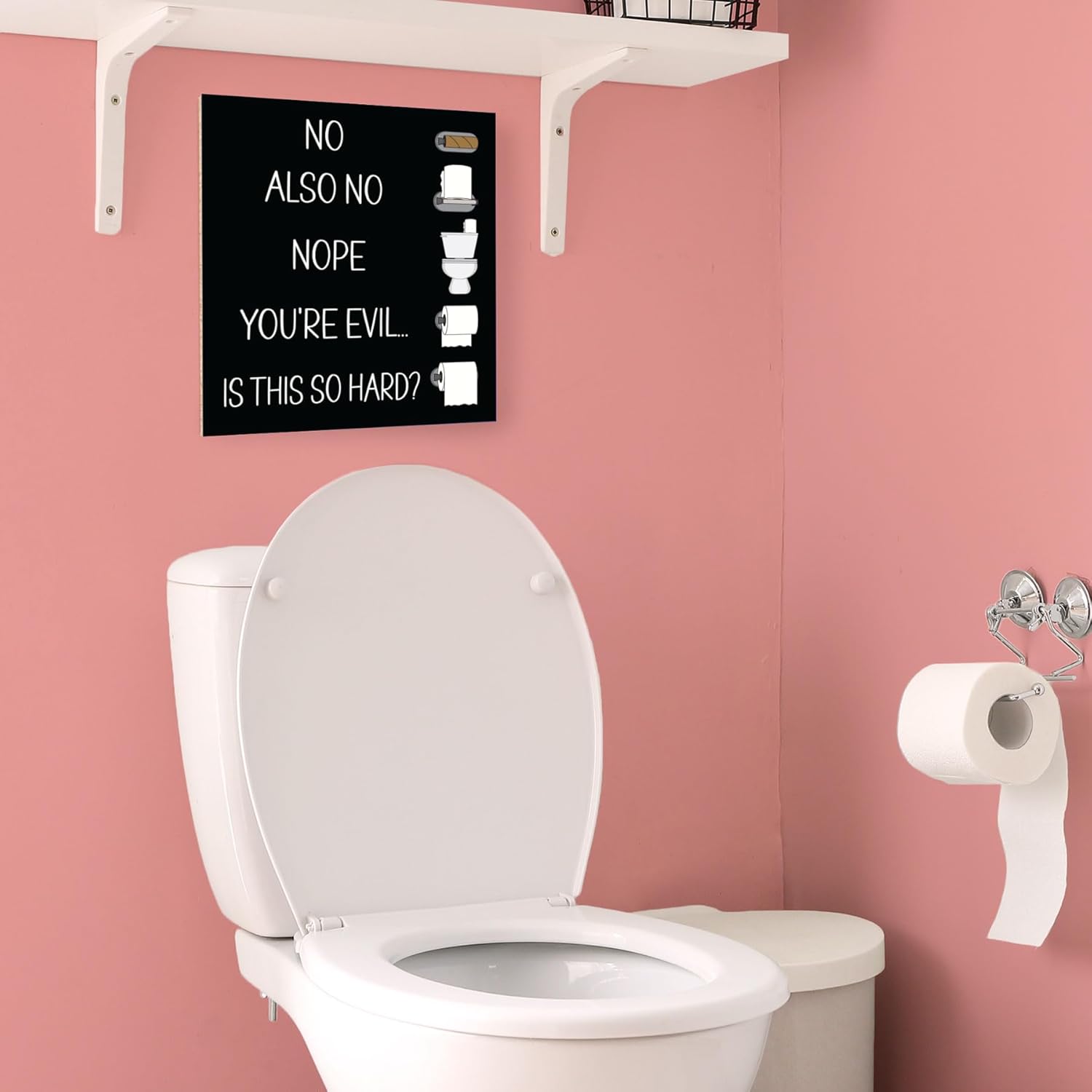 JennyGems Funny Bathroom Signs - Changing the Toilet Paper Wooden Wall Decor - Farmhouse Bathroom Decoration for Wall Hanging, Black
