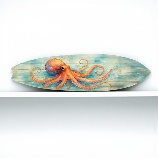 JennyGems Octopus Surfboard Wall Art Coastal Nautical Decor, PVC Outdoor Beach Sign, Ocean Lover Gift, Octopus Decoration