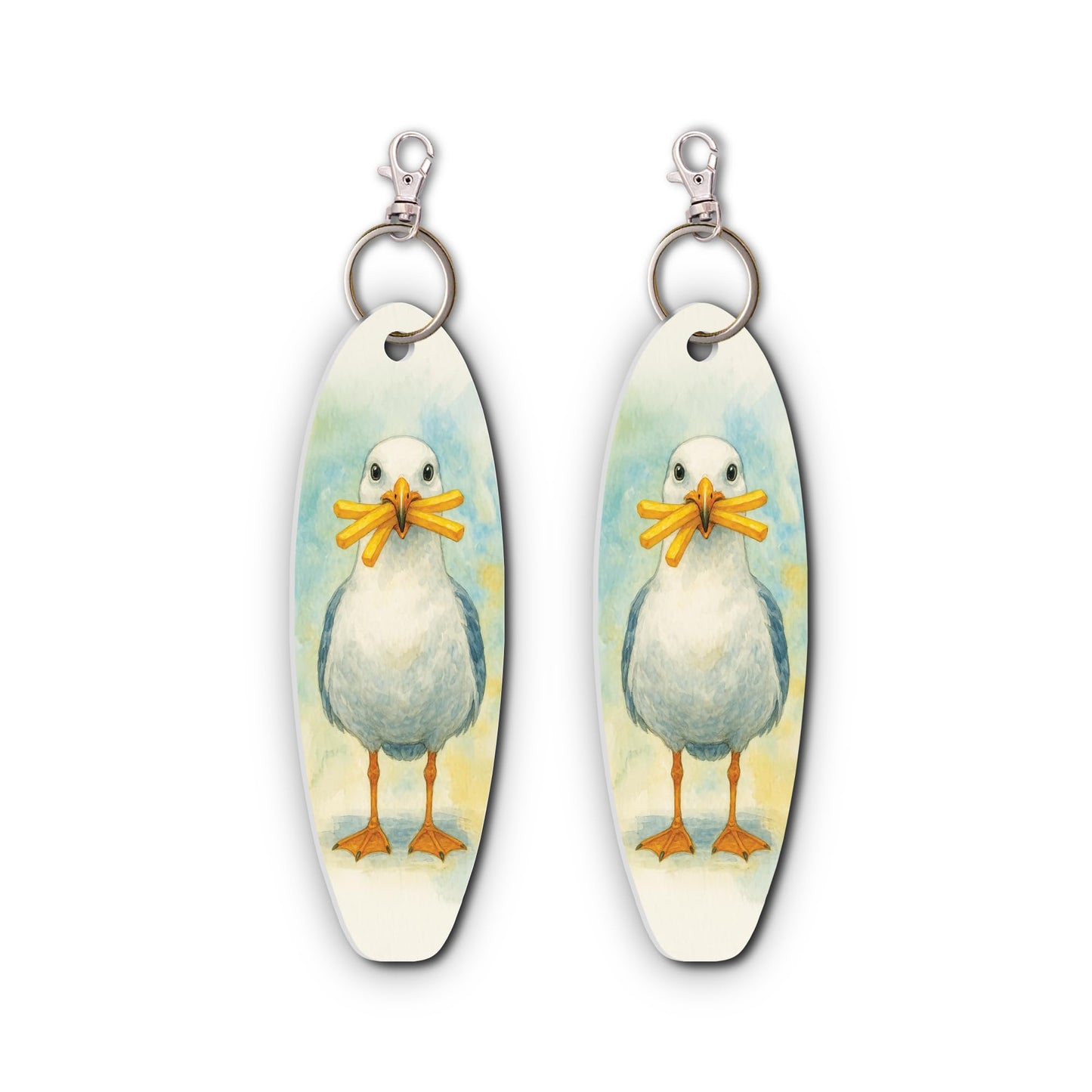 Funny Seagull Keychains Set of 2 – PVC Beach Keyrings for Bags, Backpacks, or Keys – Coastal Souvenir or Gift