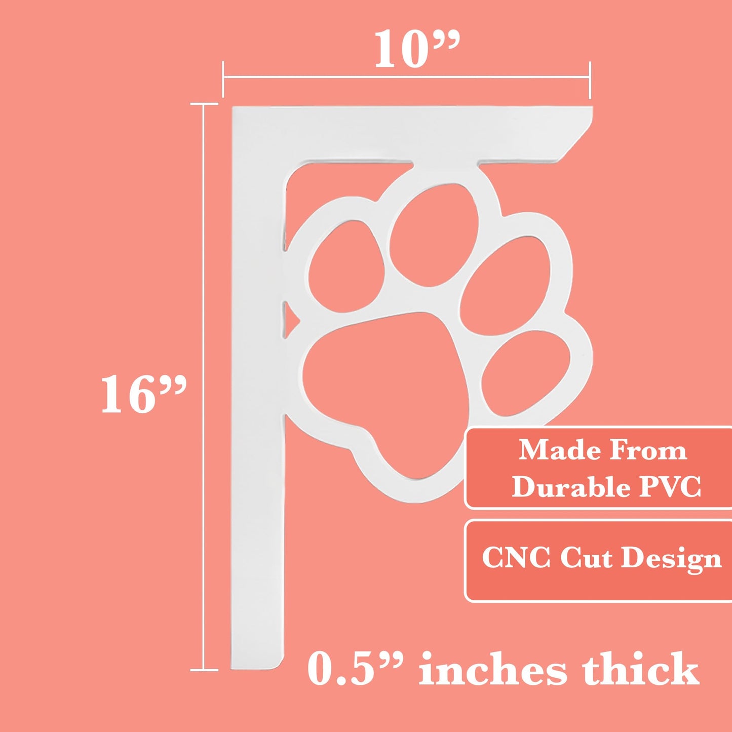 Paw Print Mailbox Bracket and Porch Decor, Indoor Outdoor