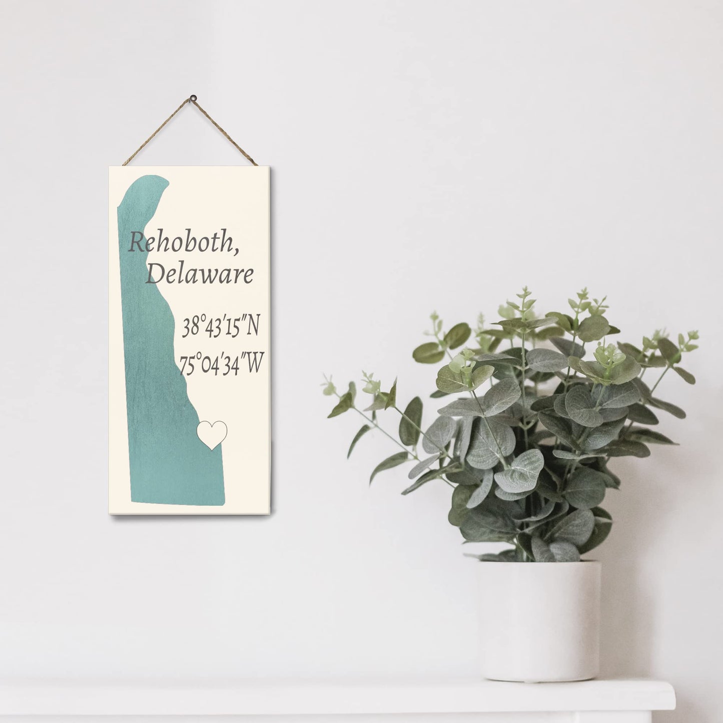 JennyGems Rehoboth Beach, Delaware 6x13 Nautical Wood Sign, Hanging Wall Decor, Hometown Pride Signs, Delaware Gifts, American Made