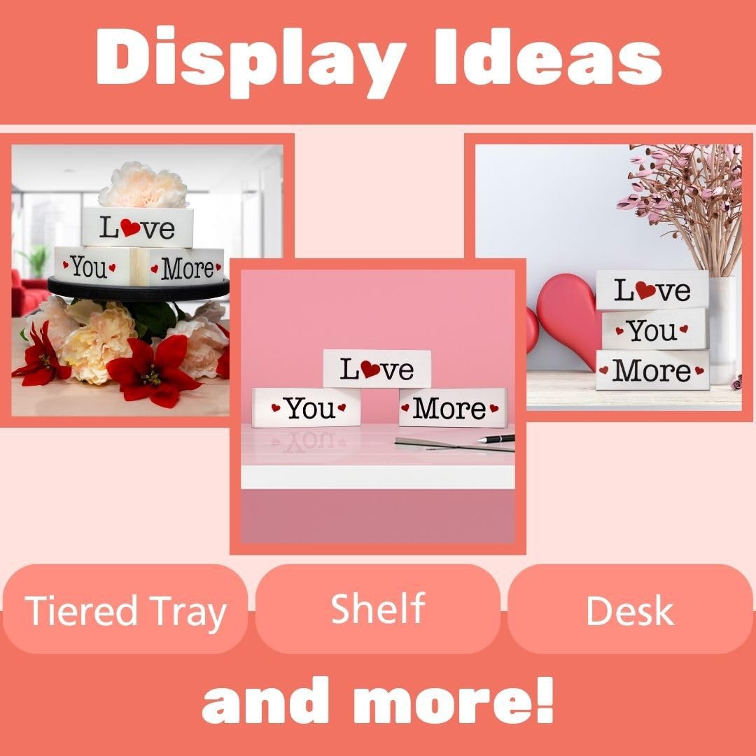 Love You More Sign Set, Valentine's Day Decor and Gift