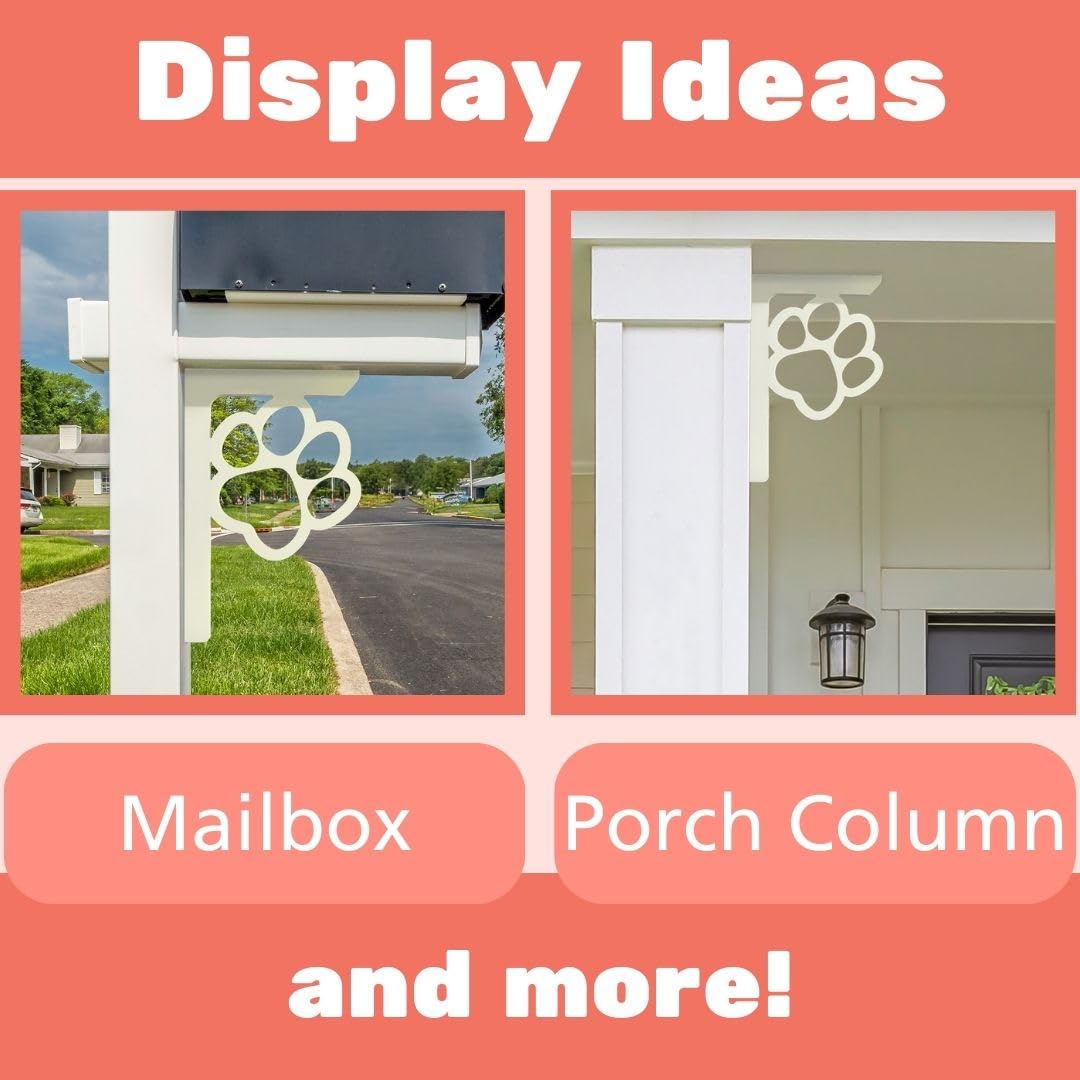 Paw Print Mailbox Bracket and Porch Decor, Indoor Outdoor