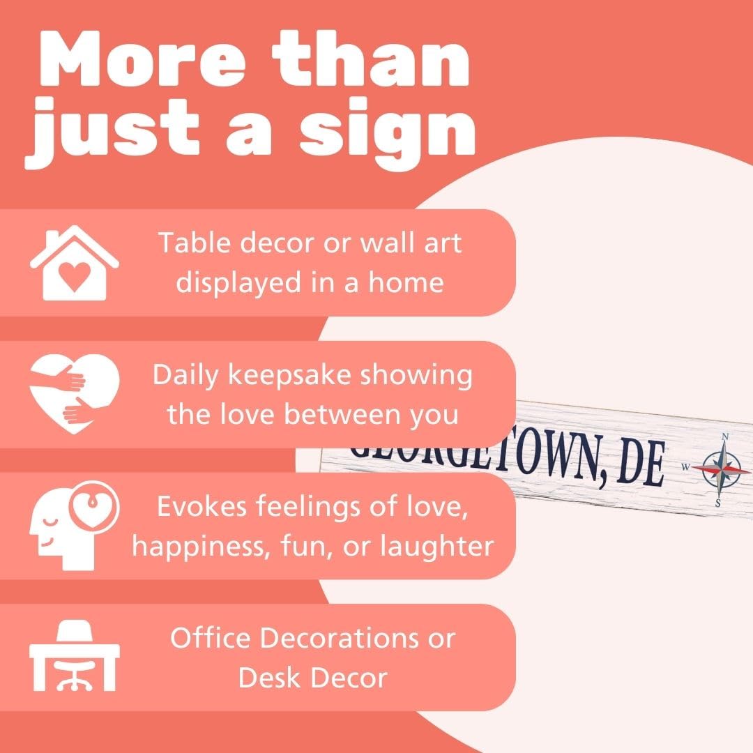 JennyGems Georgetown Delaware Gifts, Delaware Souvenirs, Tabletop and Wall Decor, Made in USA