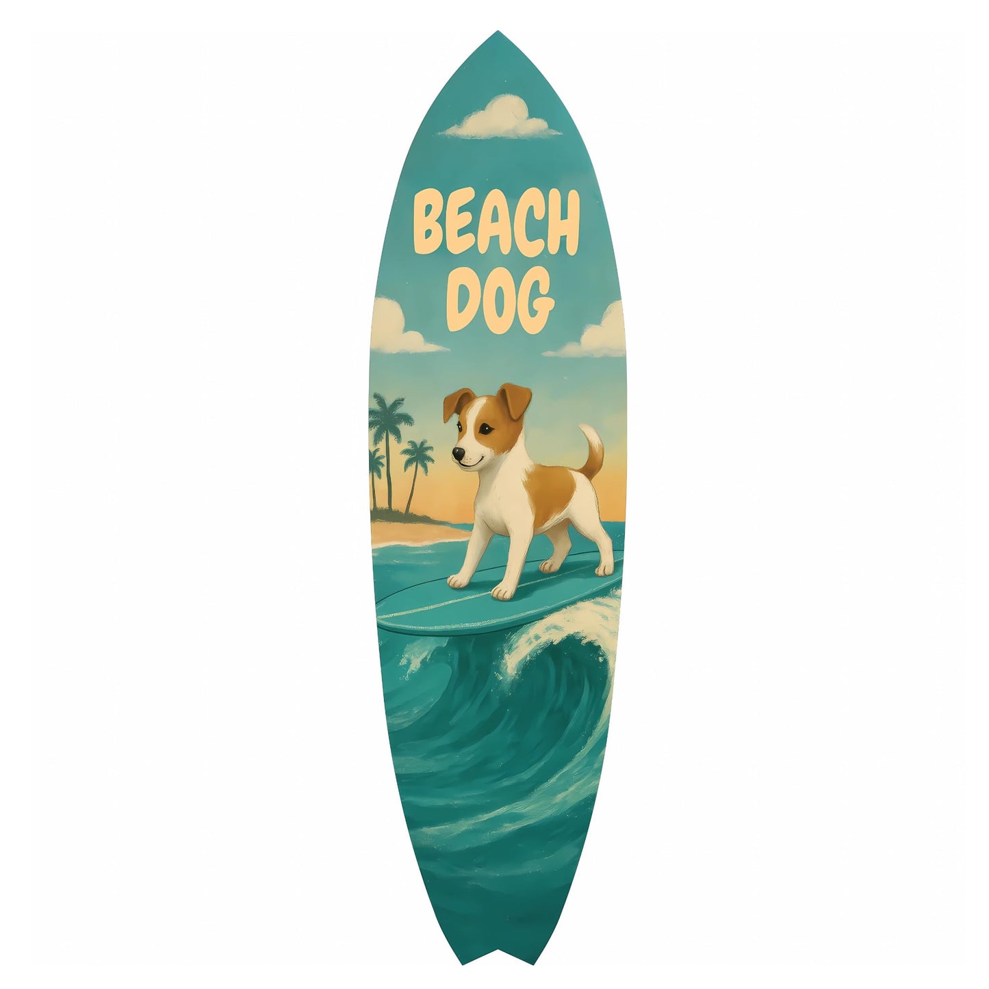Outdoor Surfboard Wall Decor – Coastal Pet Wall Art for Porch, Pool, Fence, PVC Beach House Decor for Dog Owners, Beach Dog
