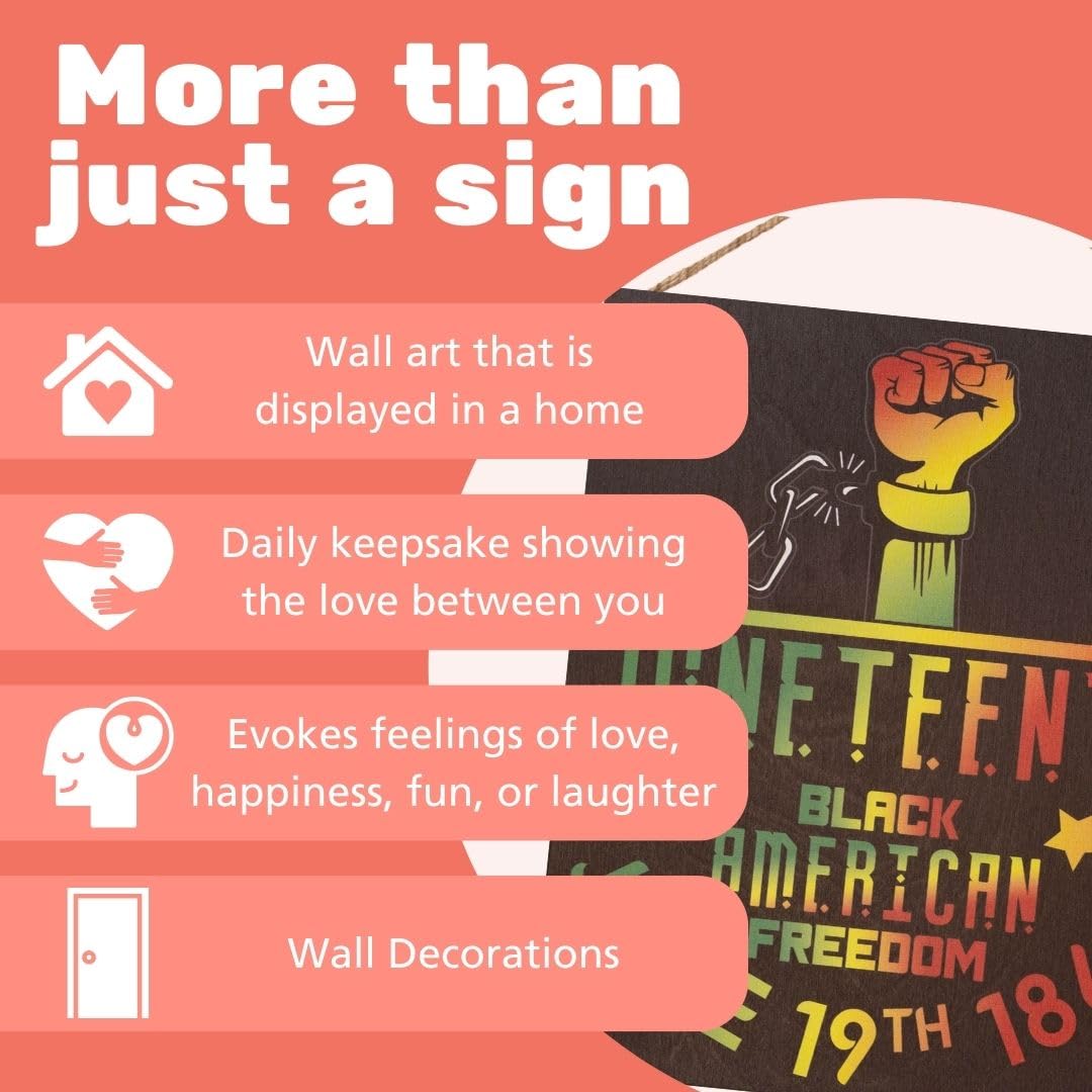 JennyGems Juneteenth Decorations, Black Independence Day, African American Freedom Day, Emancipation June 19 1865, Juneteenth Decor, 10 x 12 Wooden Sign