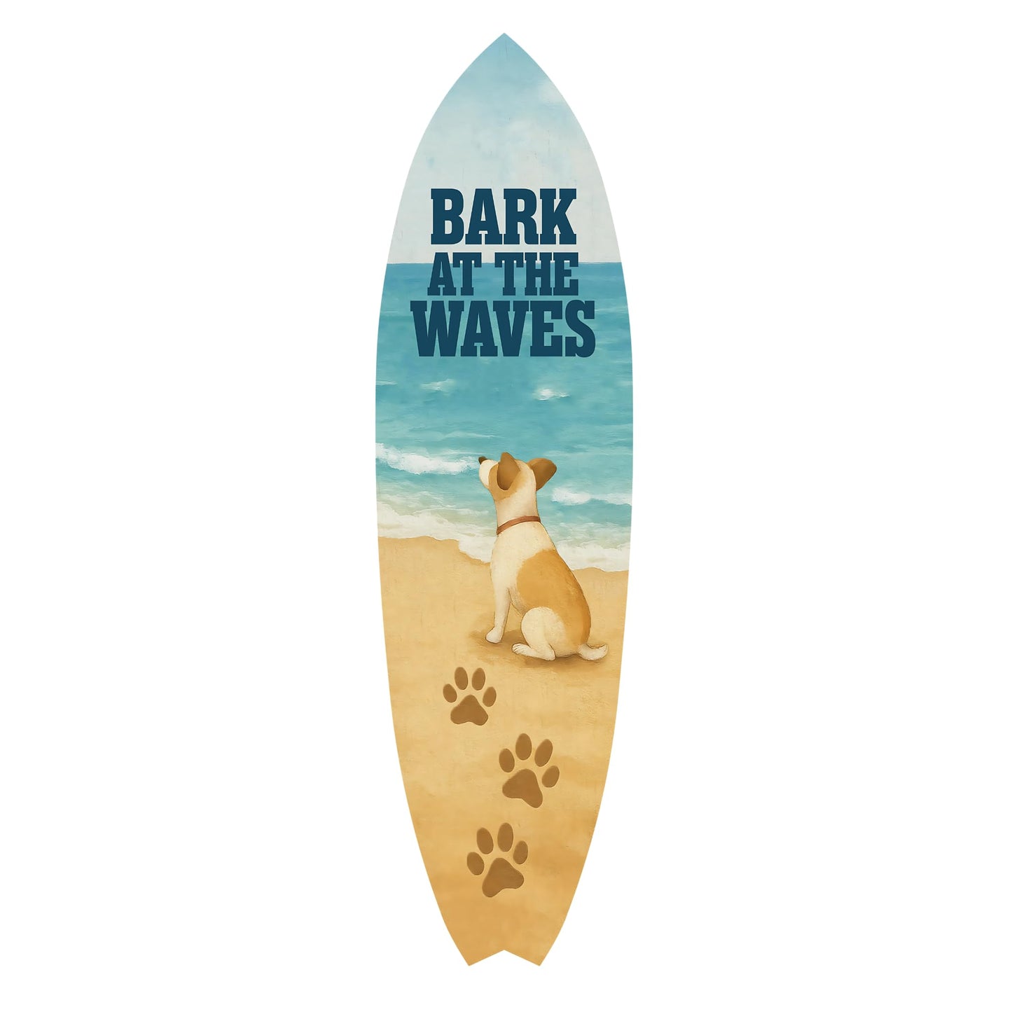 Outdoor Dog Surfboard Wall Decor – Coastal Pet Wall Art for Porch, Pool, Fence, PVC Beach House Decor for Dog Owners, Bark at Waves