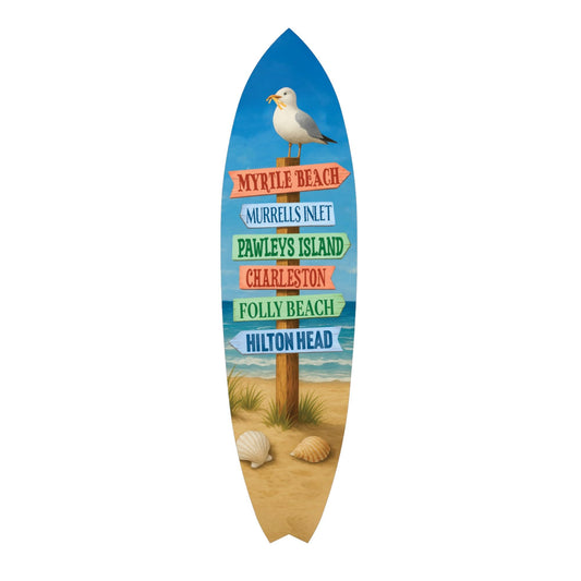 South Carolina Surfboard Wall Art - Coastal Beach House Decor, Weather-Resistant PVC Indoor Outdoor