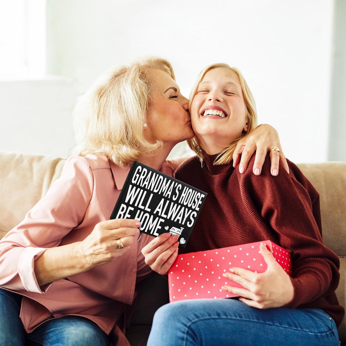 JennyGems Grandma Gift – “Grandma’s House Will Always Be Home” Wooden Sign – Sentimental Birthday & Christmas Gift from Grandchildren or Children – Wall & Shelf Décor – Made in USA