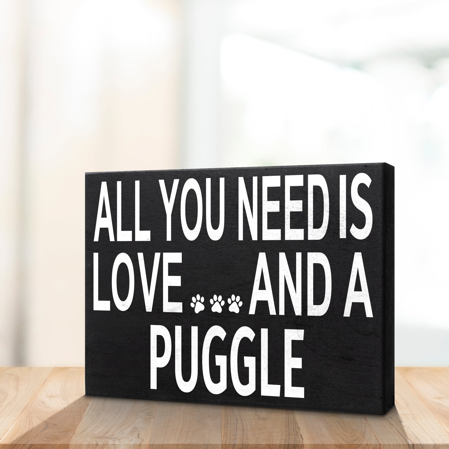 JennyGems Dog Accessories, All You Need is Love and A Puggle 8"x6" American Made Wood Sign, Puggle Gifts, Puggle Mom, Wall Art, Dog Decor, Dog Stuff