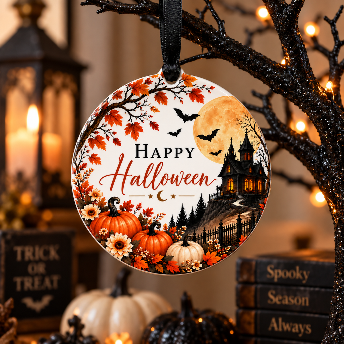 Happy Halloween Spooky Tree Ornament - Indoor - Outdoor