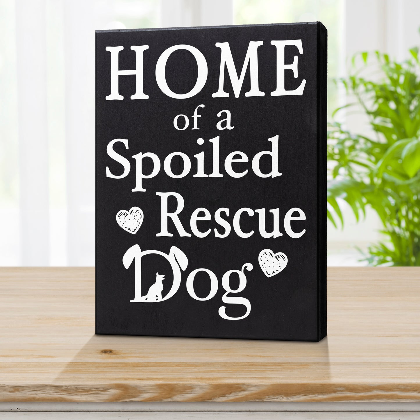 JennyGems Dog Accessories, Home Of A Spoiled Rescue Dog, Home Decor, Gift For Mom, Dog Stuff, 6x8 Wood Sign, Wall Art, Puppy Supplies, Cool Stuff, Desk Decor, Housewarming Gift, Wall Hanging