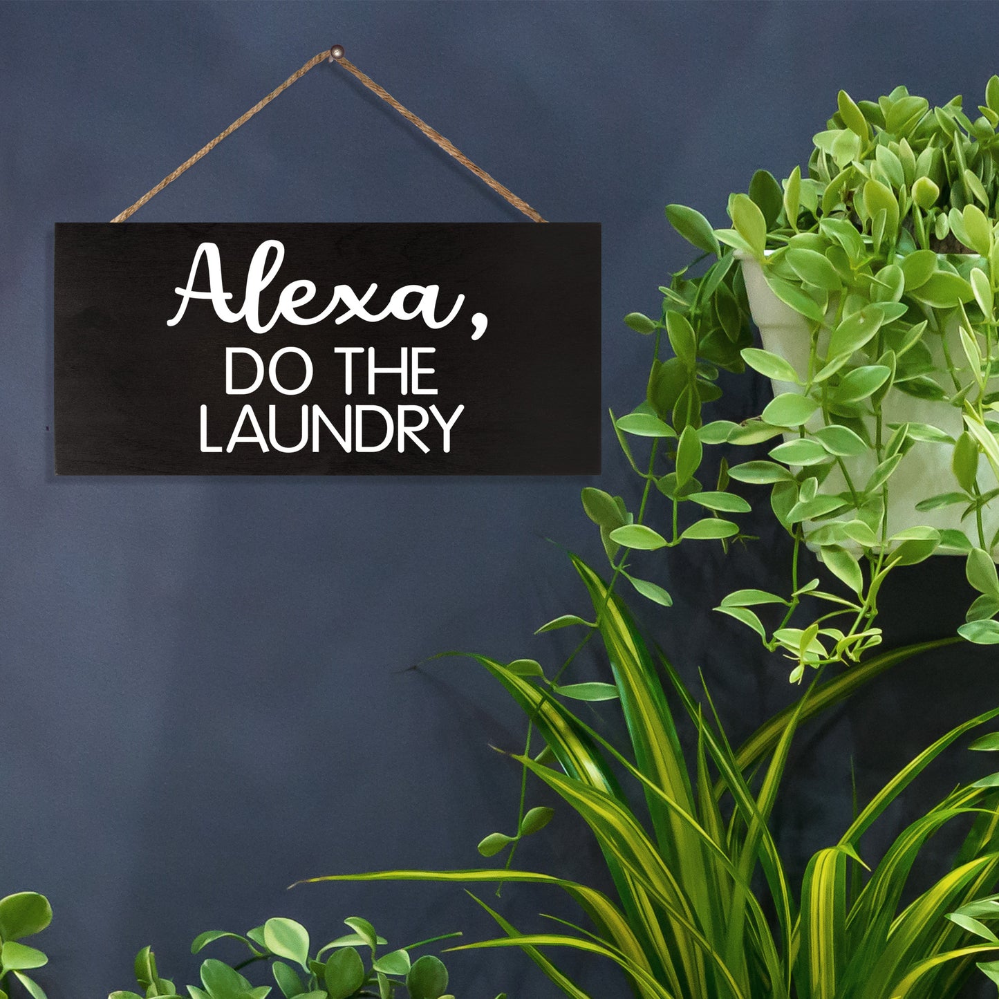 JennyGems Alexa Do the Laundry Wooden Sign, Laundry Room Decor, Funny Farmhouse Home Decoration, Made in USA