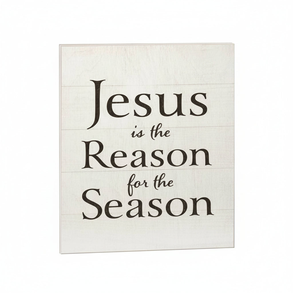 Decorative Christmas Sayings Holiday Farmhouse (Jesus White)