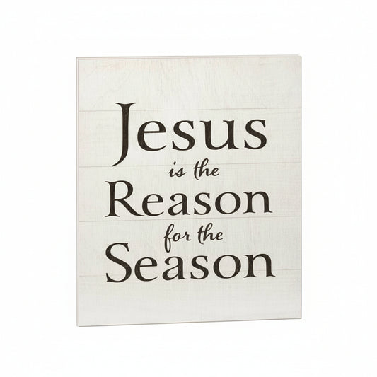 Decorative Christmas Sayings Holiday Farmhouse (Jesus White)