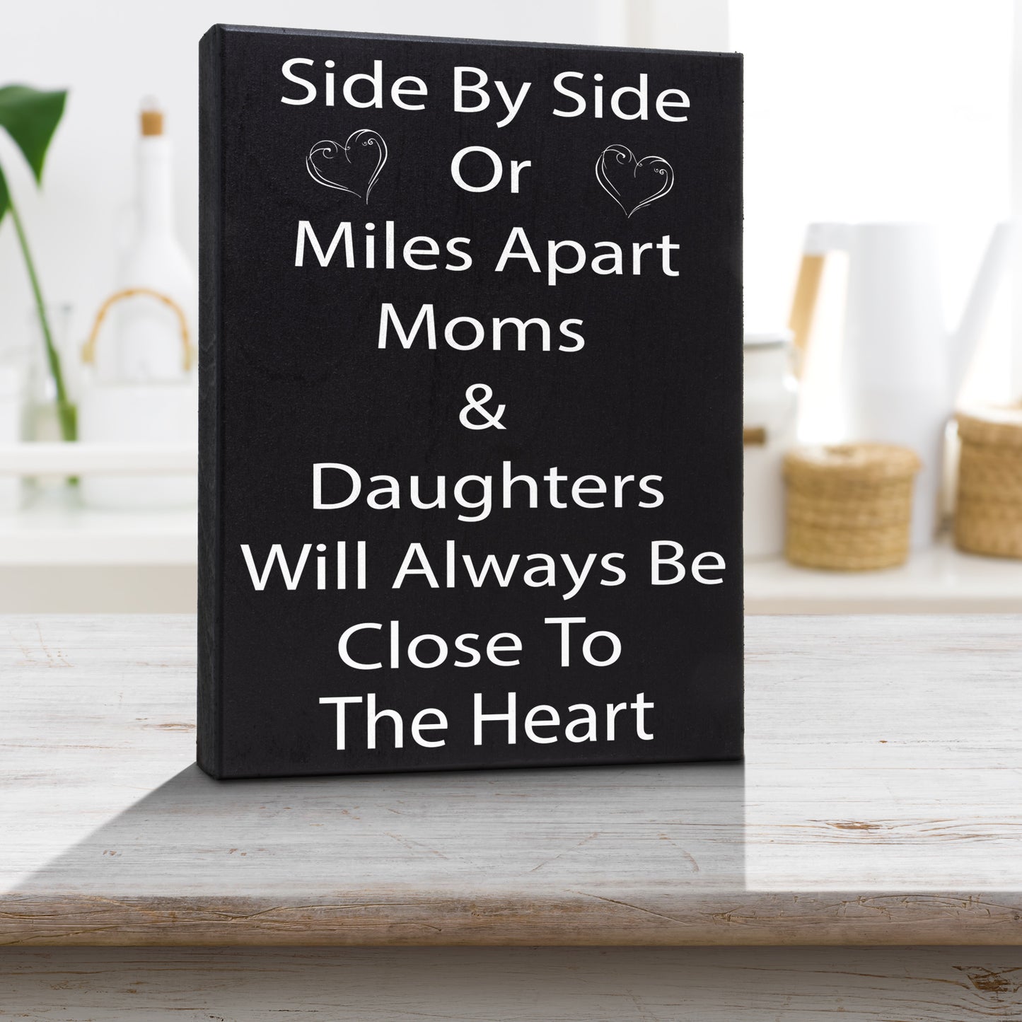 JennyGems Mom and Daughter Sign Gift Decor, Meaningful Gift for Mom, Mother's Day, 6x8 Inch Wood Sign, Made in USA
