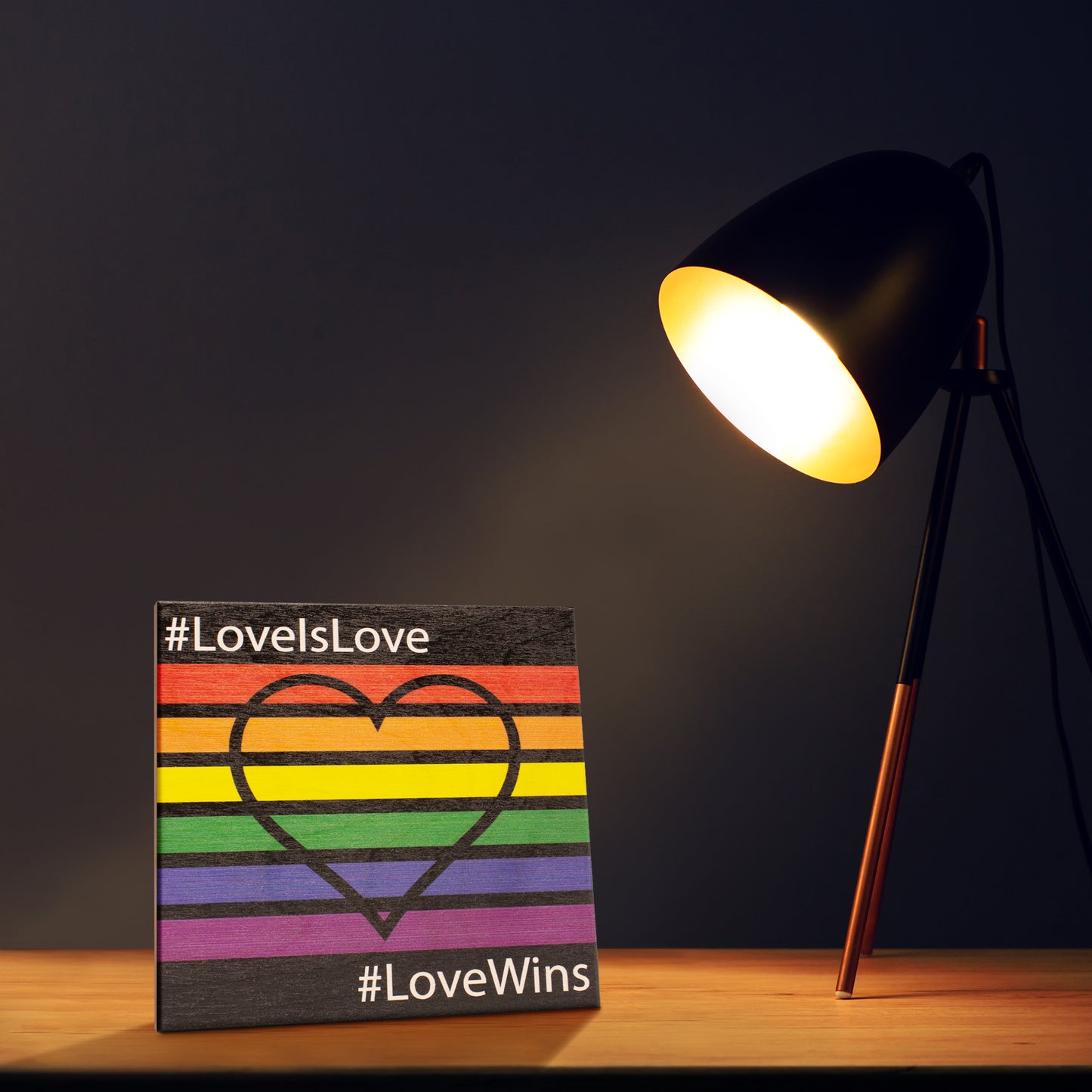 JennyGems LGBT Gay Pride Sign, Love Is Love Rainbow Pride Decorations, LGBTQ Pride Gifts, Rainbow Flag Sign, Gay Pride Flag, Gay Gifts, 5.5x5.5 Inch Wood Sign, American Made