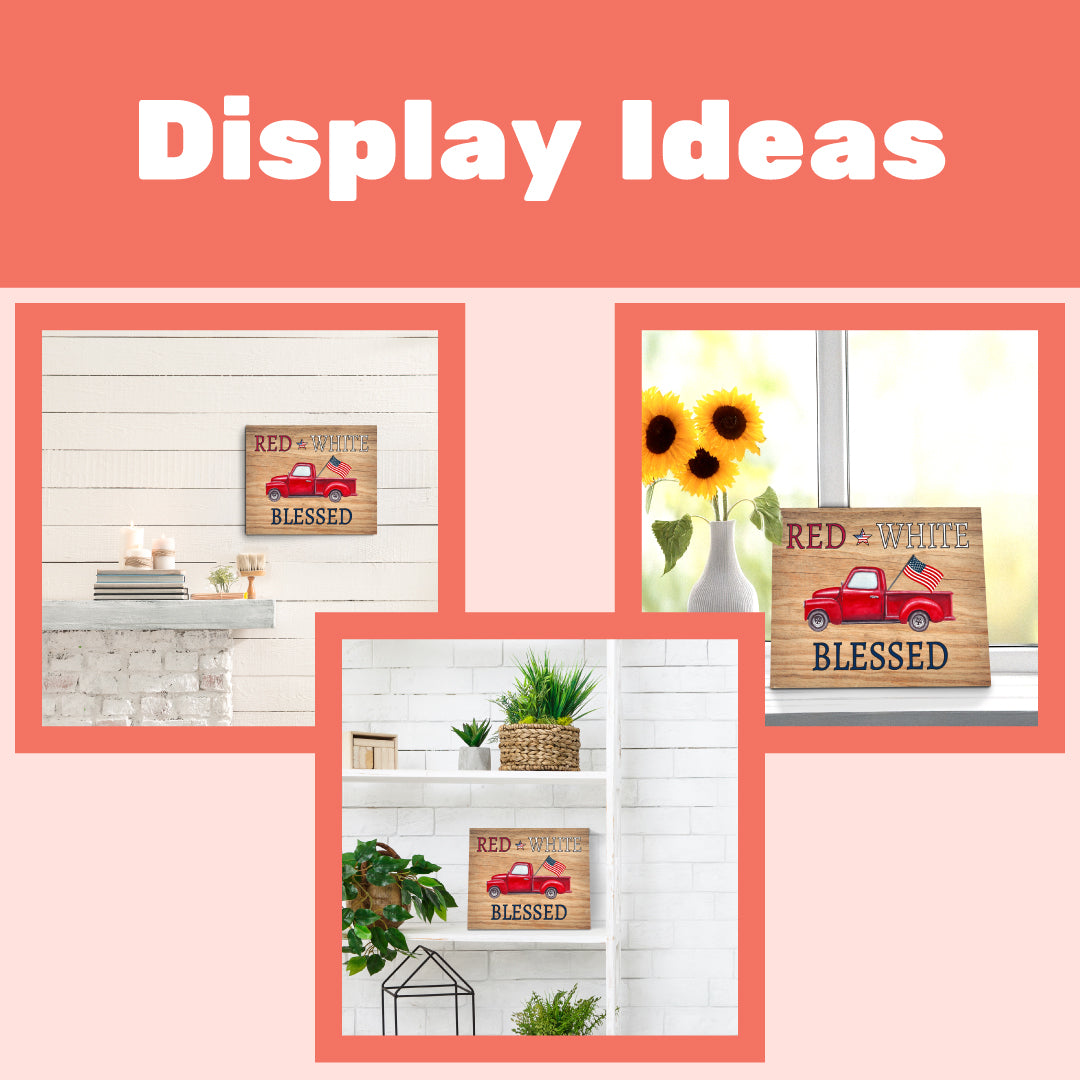 Red White and Blessed Wooden Patriotic Sign