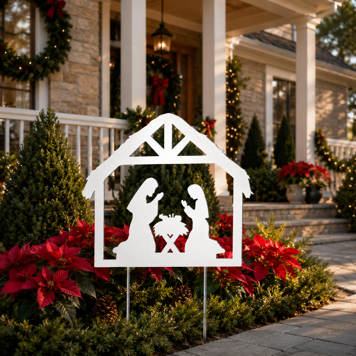 Outdoor Nativity Scene, Holy Family PVC Yard Sign, No Assembly