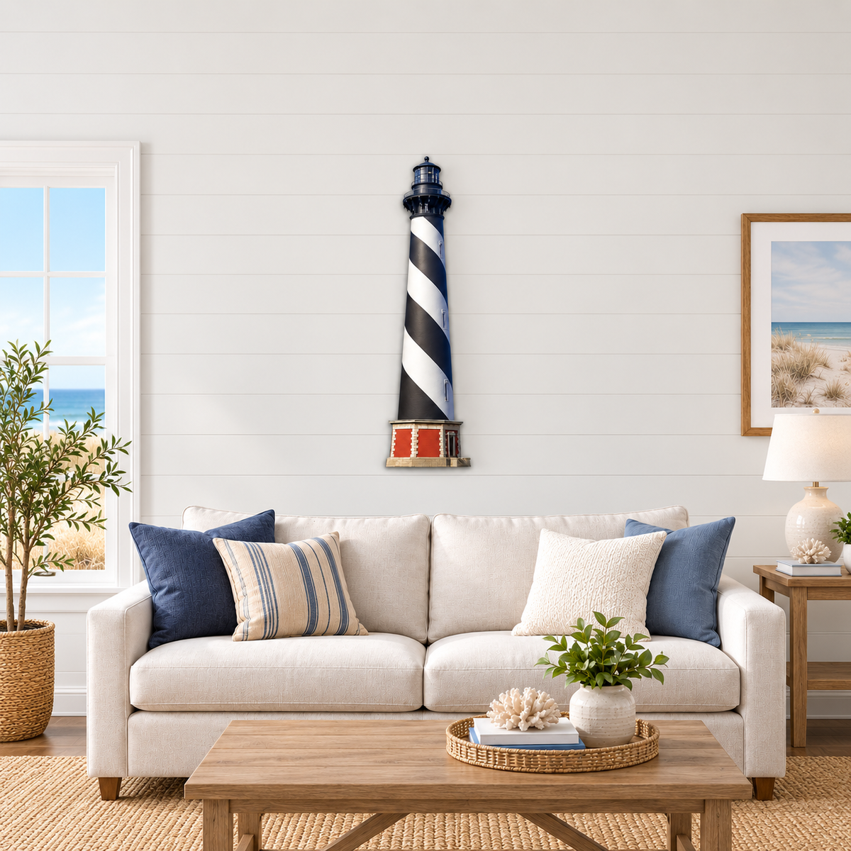Lighthouse Wall Art, Cape Hatteras North Carolina, Indoor Outdoor Weatherproof PVC Decor