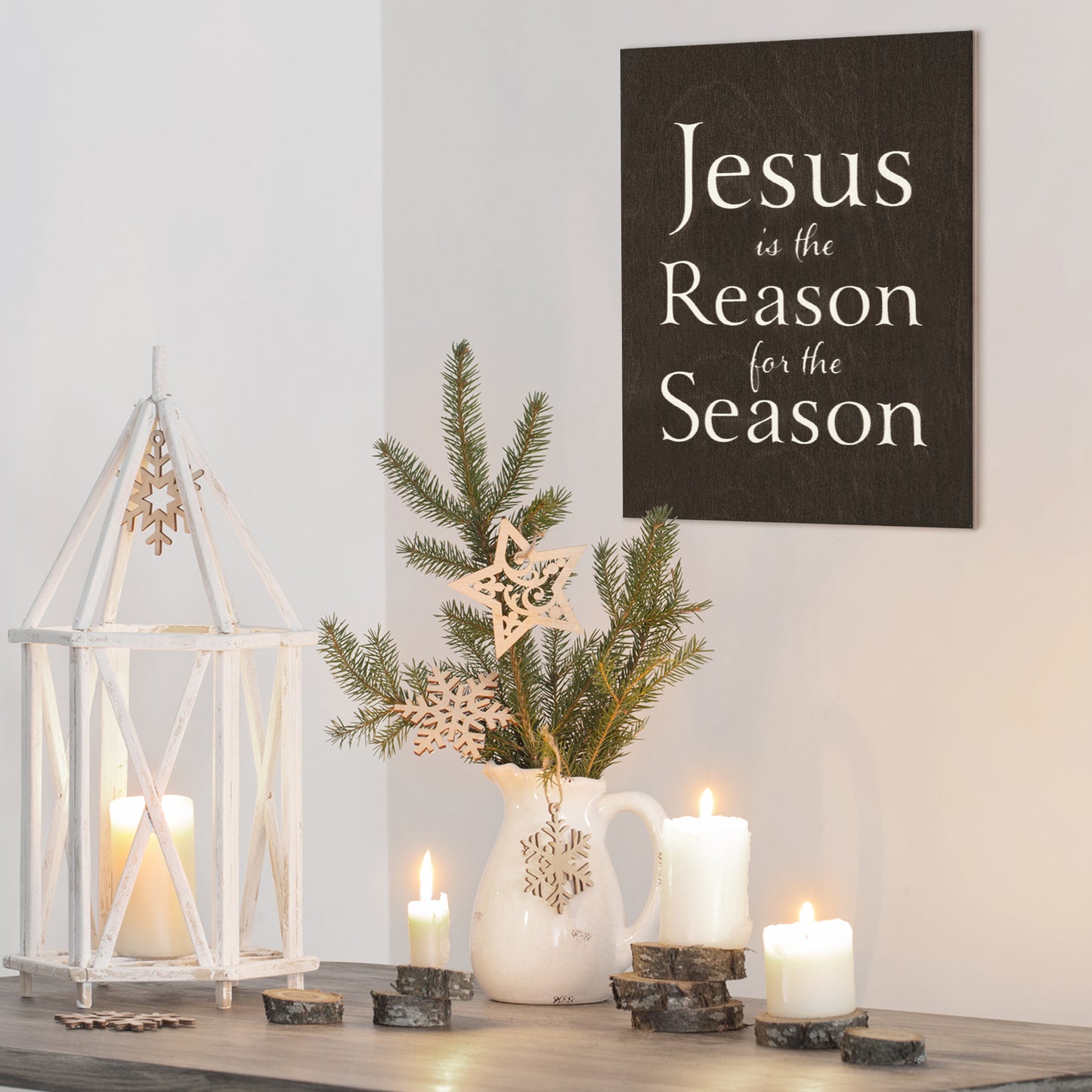 Jesus is the Reason For The Season Wood Sign, Christmas Decorations, Holiday Decor, Christmas Gifts, American Made (Black)