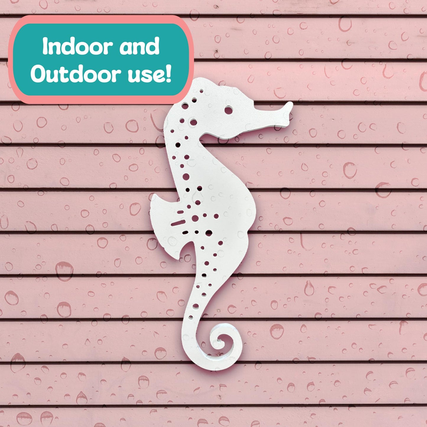 Outdoor Seahorse Wall Art – Coastal Beach House Nautical Sign – Weatherproof PVC Seahorse Decoration – Ocean Themed Marine Art