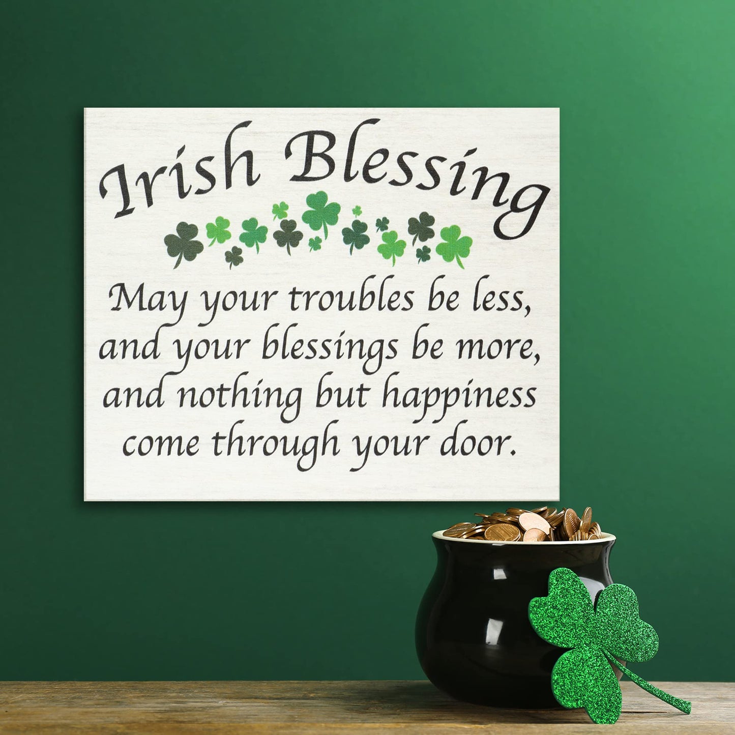JennyGems St Patricks Day Decor, St Patricks Day Wooden Sign, Irish Decorations for Home, 7.25 x 6 Hanging Wood Sign