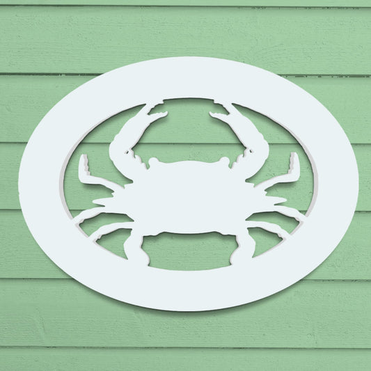 Outdoor Crab Wall Decor – Coastal Nautical Beach House Accent for Home, Garage, Shed – Weatherproof Crab Sign – Paintable Coastal Wall Art