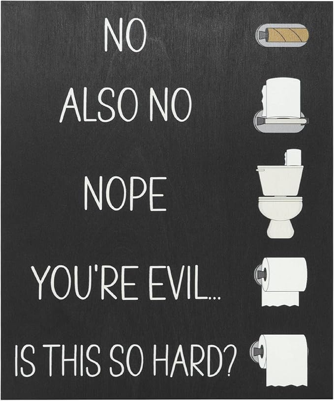 JennyGems Funny Bathroom Signs - Changing the Toilet Paper Wooden Wall Decor - Farmhouse Bathroom Decoration for Wall Hanging, Black