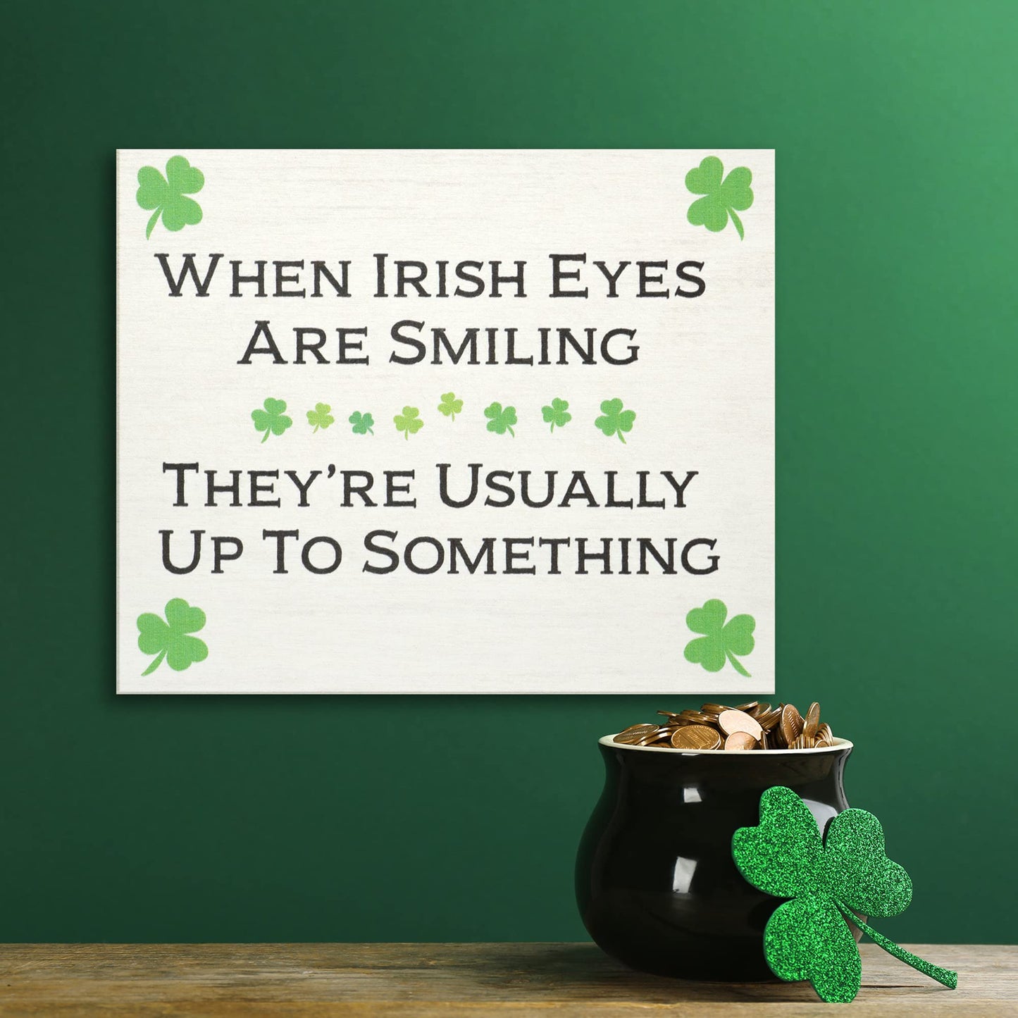 JennyGems St Patricks Day Decor, St Patricks Day Wooden Sign, Irish Decorations for Home, 7.25 x 6 Hanging Wood Sign