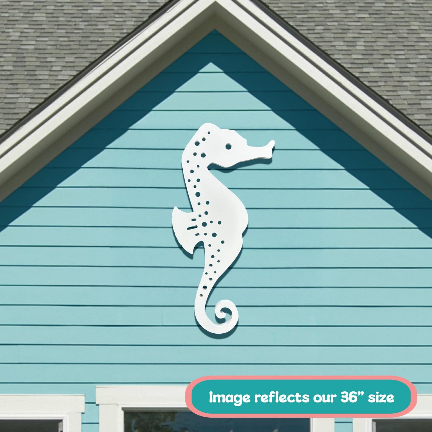 Outdoor Seahorse Wall Art – Coastal Beach House Nautical Sign – Weatherproof PVC Seahorse Decoration – Ocean Themed Marine Art