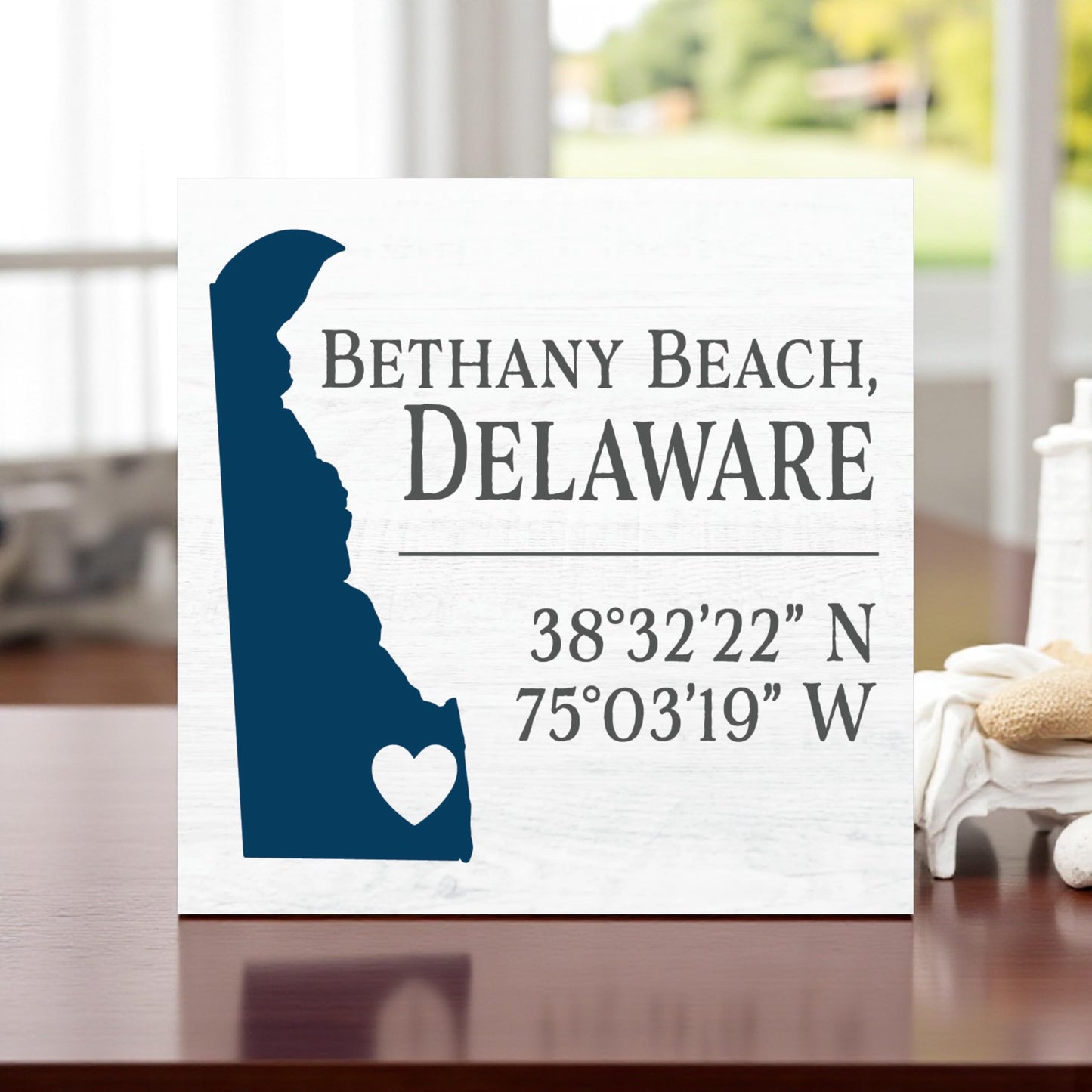 Bethany Beach, Delaware Coordinates Sign and Decor