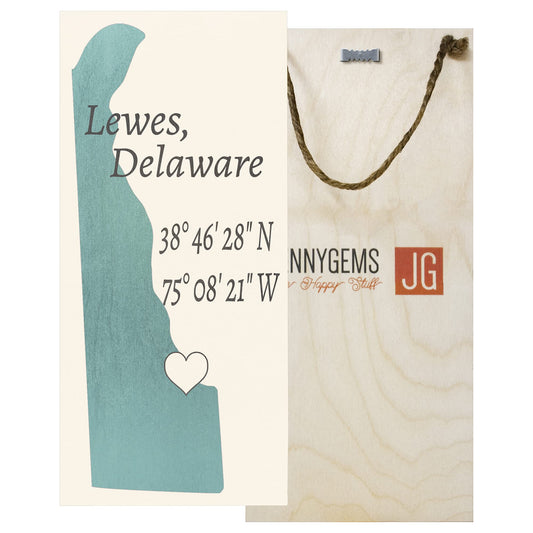 JennyGems Lewes, Delaware, 6x13 Inch Nautical Wood Sign, Hanging Wall Decor, Hometown Pride Signs, Delaware Gifts, American Made