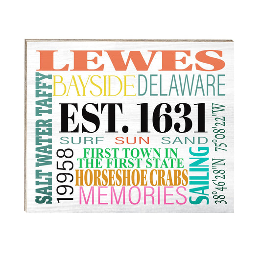 JennyGems Lewes Delaware Souvenirs, Lewes Town Memories Wooden Sign, Delaware Decor, Made in USA