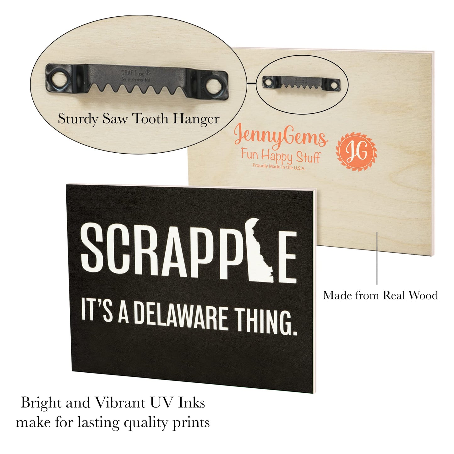 JennyGems Scrapple It's a Delaware Thing Wood Sign, Delaware Souvenirs, Scrapple Gifts, Made in USA
