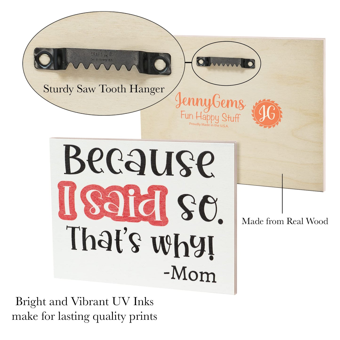 JennyGems Mom Gifts From Daughters, Mothers Day Gifts for Mom, Farmhouse Wall Decor, 7.25 x 6 Wooden Sign, Made in USA