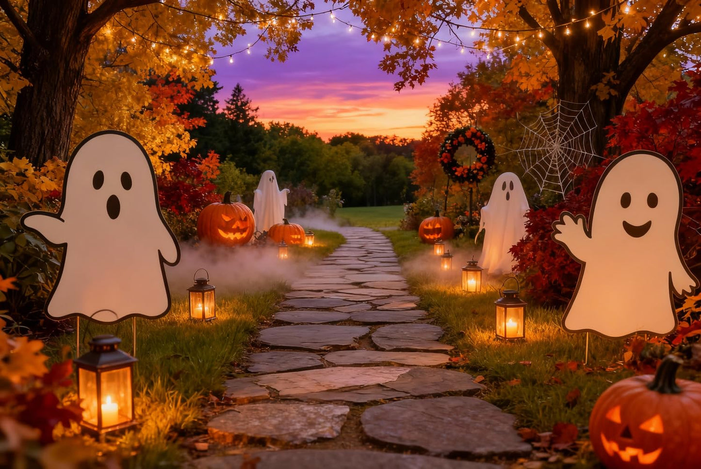 Halloween Ghost Yard Signs Set of 3 - Outdoor PVC Halloween Decorations with Stakes – Fun Yard Décor