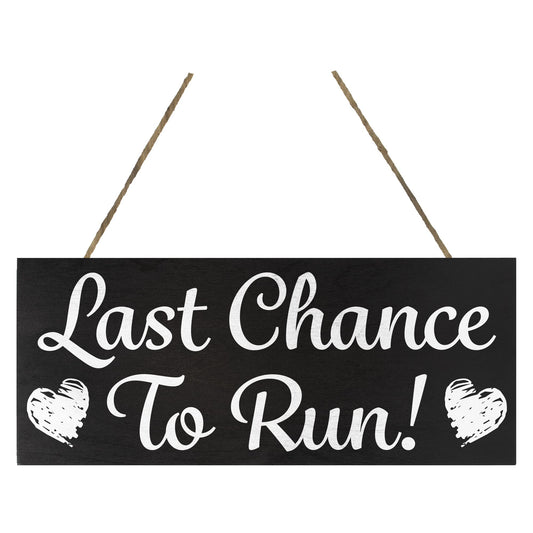 JennyGems Funny Wedding Signs for Ring Bearer or Flower Girl, Chance to Run, Black